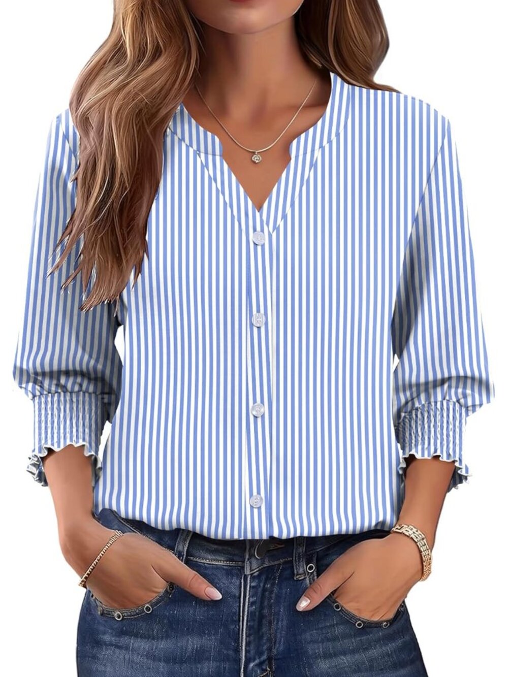 Button Down Shirts for Women 3/4 Length Sleeve Business Casual Blouses 2026 Summ
